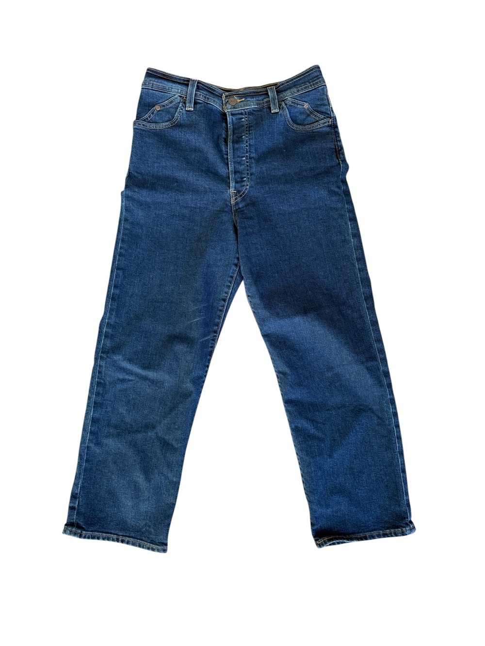 Levi’s Ribcage Straight Ankle Jeans W28 Blue High Rise Distressed Wash L26